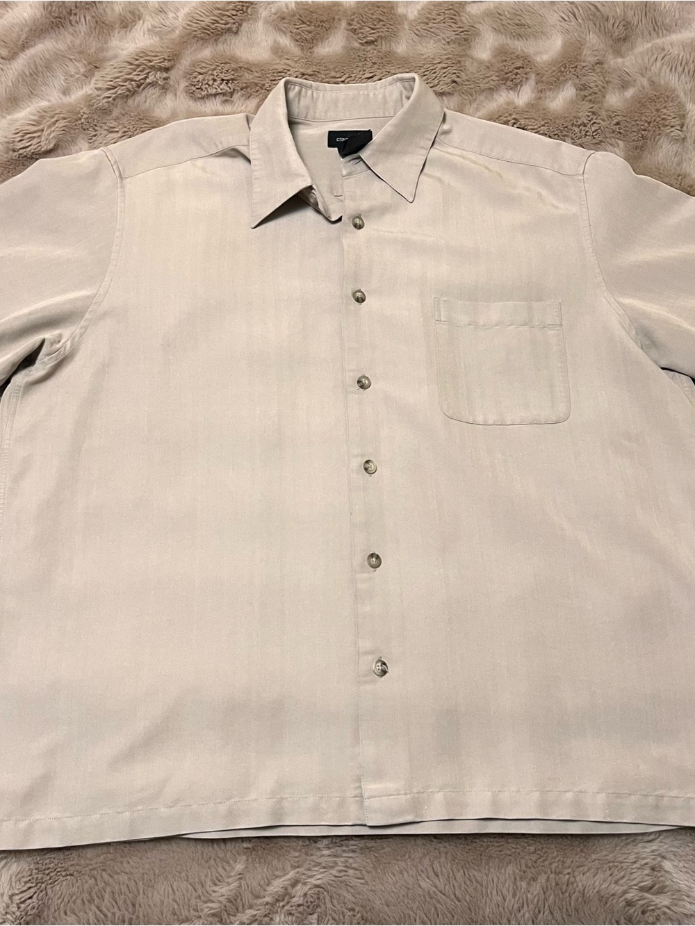 Claiborne Shirt Short Sleeve Tan Button Up, XL
